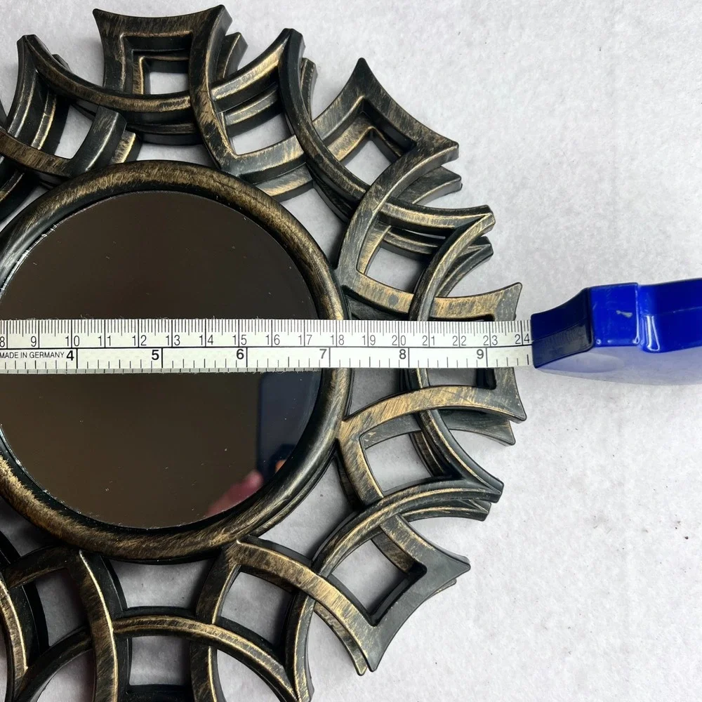 Set of 2 Sunburst Wall Mirrors Black‎ Gold Boho Decorative Accent Contemporary